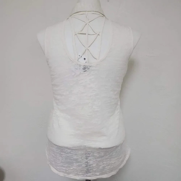 VANITY | White Burnout Collared Lattice Tank - Picture 5 of 10
